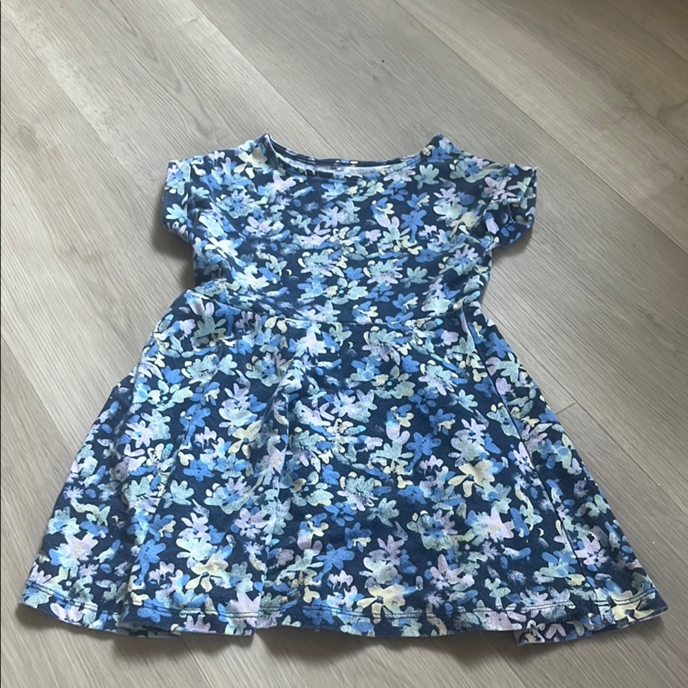 Blue and White Floral short Sleeve Sundress XXS 4/5